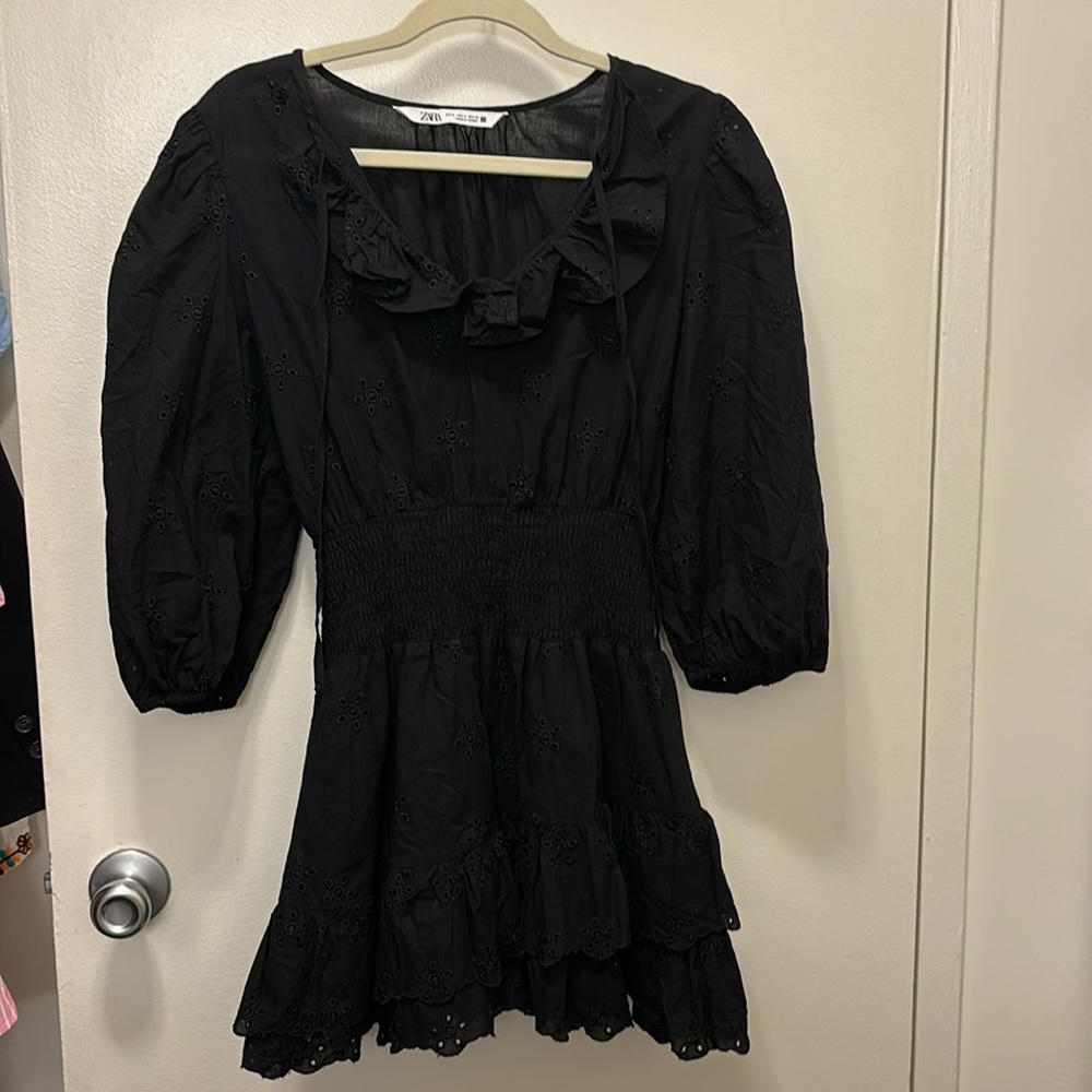 Zara black eyelet dress